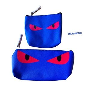 2 Piece Eyes Bag Set Women Color Blue